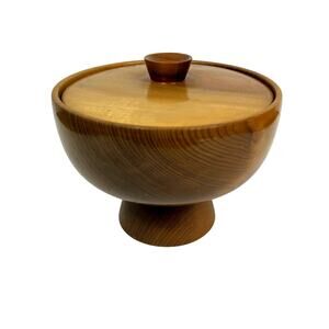 Vintage Myrtlewood Oregon Coos Bay MCM Compote Pedestal bowl w/ Lid